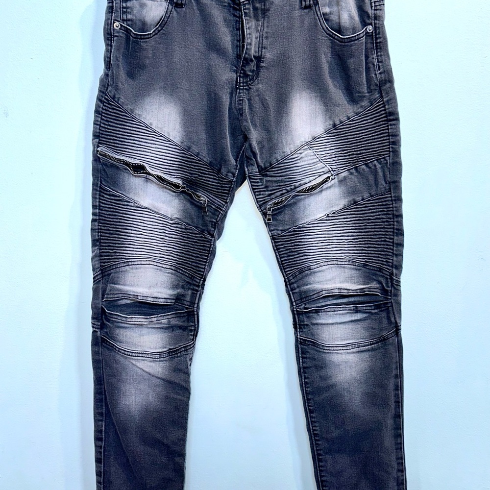 Men's Distressed Denim Jeans - Dark Wash